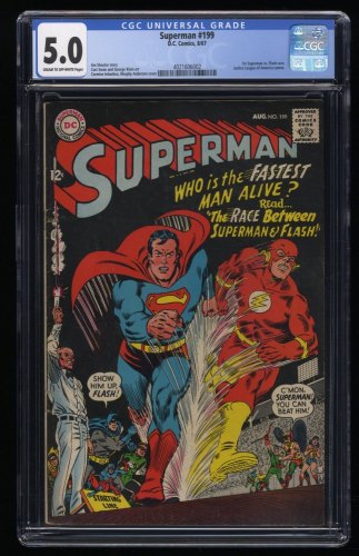 Superman #199 CGC VG/FN 5.0 Cream To Off White 1st Flash race with Superman!