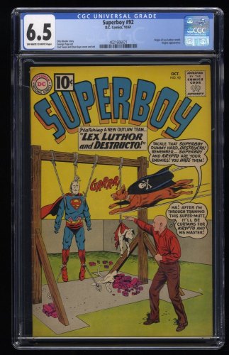 Superboy #92 CGC FN+ 6.5 Meets Ben Hur! Origin of Lex Luthor Retold!