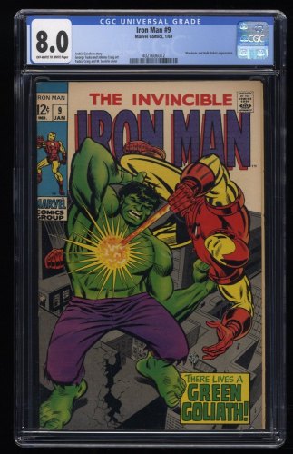 Iron Man #9 CGC VF 8.0 Off White to White Incredible Hulk Appearance! 1969!
