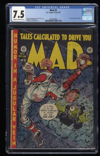 Cover Scan: Mad #2 CGC VF- 7.5 Cream To Off White EC Parody Humor Wally Wood Art! - Item ID #247767