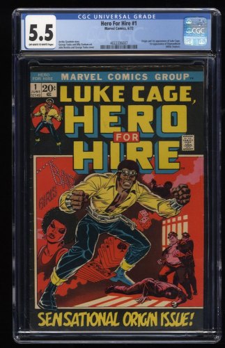 Cover Scan: Hero For Hire (1972) #1 CGC FN- 5.5 1st Appearance Luke Cage! John Romita! - Item ID #247805