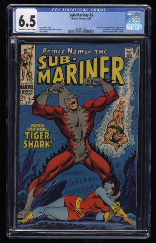 Sub-Mariner #5 CGC FN+ 6.5 1st Appearance Tiger Shark! Roy Thomas!