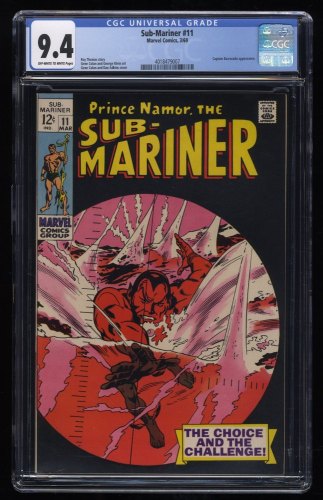 Sub-Mariner #11 CGC NM 9.4 Off White to White Captain Barracuda Appearance!