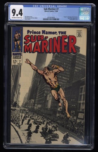 Sub-Mariner #7 CGC NM 9.4 Off White to White Partial Photo Cover! Tiger Shark!