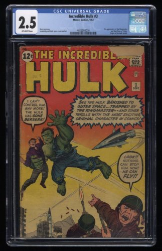 Incredible Hulk #3 CGC GD+ 2.5 Off White 1st Appearance Ringmaster!