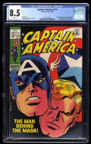 Captain America #114 CGC VF+ 8.5 White Pages Avengers! Red Skull Cameo!