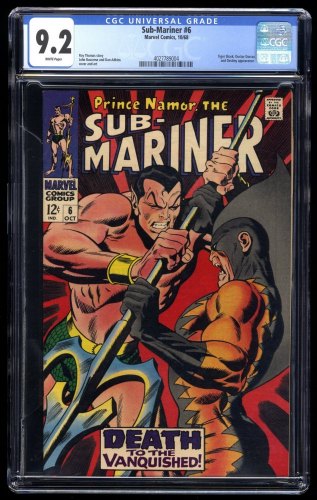 Sub-Mariner #6 CGC NM- 9.2 White Pages 2nd Appearance Tiger Shark!
