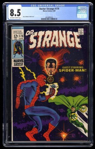 Doctor Strange #179 CGC VF+ 8.5 Off White to White Spider-Man Appearance!
