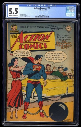 Action Comics #157 CGC FN- 5.5 Off White to White Golden Age Superman!