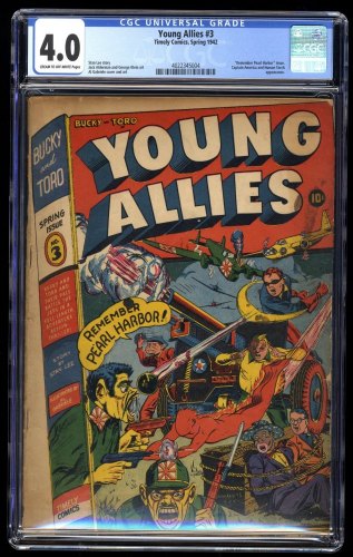 Young Allies #3 CGC VG 4.0 Remember Pearl Harbor! Captain America Human Torch!