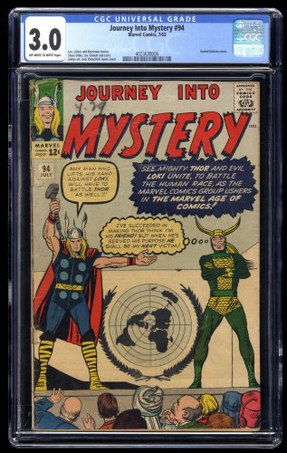 Cover Scan: Journey Into Mystery #94 CGC GD/VG 3.0 Loki Appearance! Jack Kirby Cover! - Item ID #250326