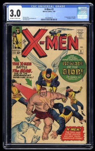 Cover Scan: X-Men #3 CGC GD/VG 3.0 Off White to White 1st Appearance Blob! Cyclops! Angel! - Item ID #250328