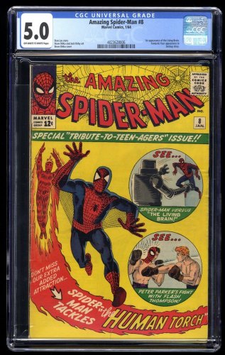 Amazing Spider-Man #8 CGC VG/FN 5.0 1st Appearance Living Brain! Human Torch!