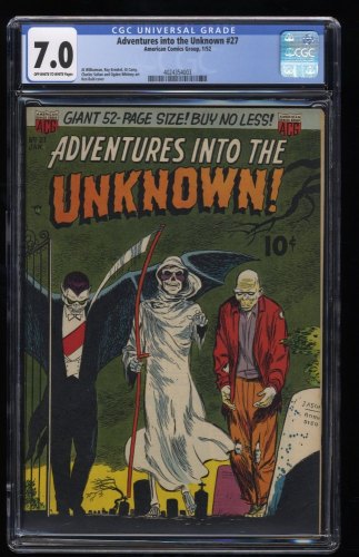Adventures Into The Unknown #27 CGC FN/VF 7.0 Off White to White