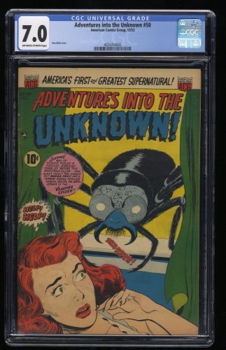 Adventures Into The Unknown #50 CGC FN/VF 7.0 Highest Graded Copy! Ken Bald!