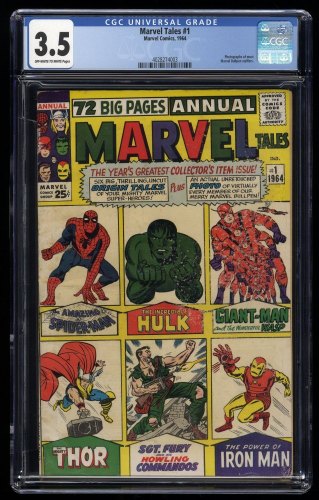 Marvel Tales (1964) #1 CGC VG- 3.5 Annual Spider-Man Hulk Iron Man Thor!