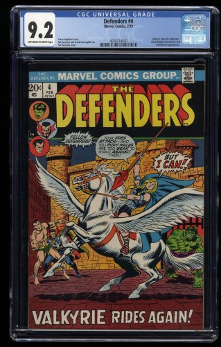 Cover Scan: Defenders #4 CGC NM- 9.2 1st Appearance Barbara Norris as Valkyrie! - Item ID #251215