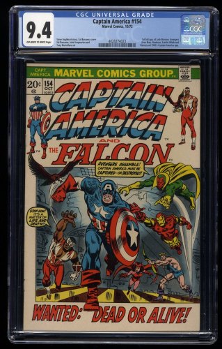 Cover Scan: Captain America #154 CGC NM 9.4 Off White to White 1st Jack Monroe! - Item ID #251218