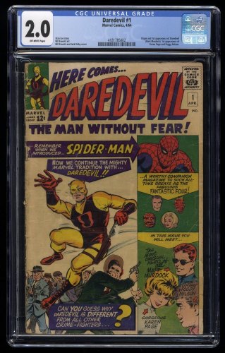 Daredevil (1964) #1 CGC GD 2.0 Off White Origin and 1st Appearance! Stan Lee!