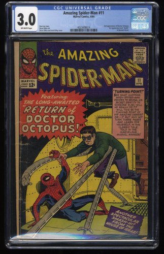Amazing Spider-Man #11 CGC GD/VG 3.0 Off White Doctor Octopus Appearance!