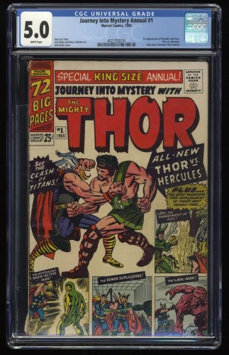 Journey Into Mystery Annual #1 CGC VG/FN 5.0 White Pages Thor 1st Hercules!