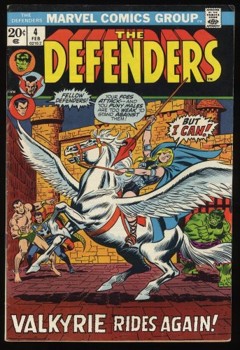 Defenders #4 FN+ 6.5 1st Appearance Barbara Norris as Valkyrie!