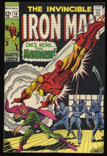 Cover Scan: Iron Man #10 VF- 7.5 Once More...the Mandarin! Nick Fury Cameo! - Item ID #251862