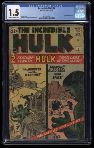 Incredible Hulk #4 CGC FA/GD 1.5 Origin of Incredible Hulk Retold!