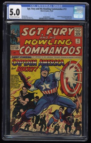 Cover Scan: Sgt. Fury and His Howling Commandos #13 CGC VG/FN 5.0 Captain America! - Item ID #253327