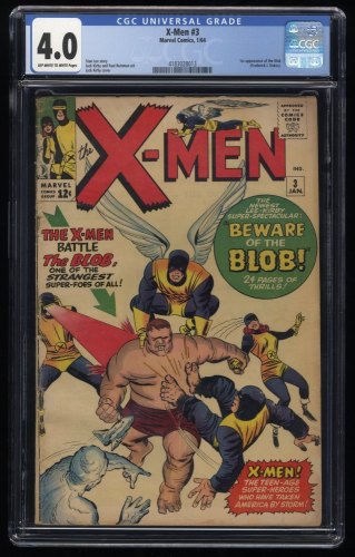 X-Men #3 CGC VG 4.0 Off White to White 1st Appearance Blob! Cyclops! Angel!
