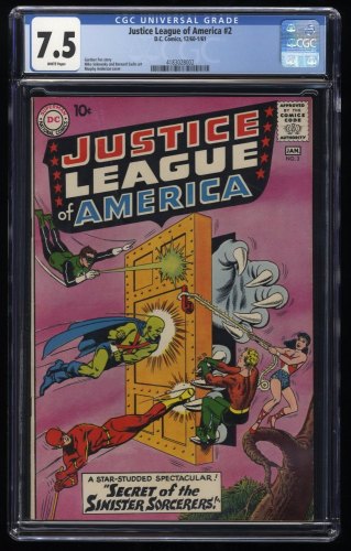 Justice League Of America #2 CGC VF- 7.5 White Pages 2nd Appearance Amazo!