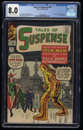 Cover Scan: Tales Of Suspense #43 CGC VF 8.0 Off White to White Early Iron Man Appearance! - Item ID #253454