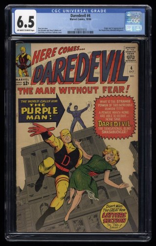 Daredevil (1964) #4 CGC FN+ 6.5 1st Appearance Killgrave, the Purple Man!