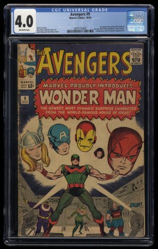 Cover Scan: Avengers #9 CGC VG 4.0 Off White 1st Appearance Silver Age Wonder Man! - Item ID #254532