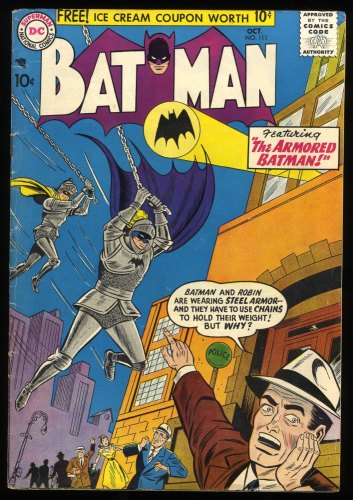 Cover Scan: Batman #111 FN- 5.5 DC Comics The Armored Batman Story - Item ID #254828