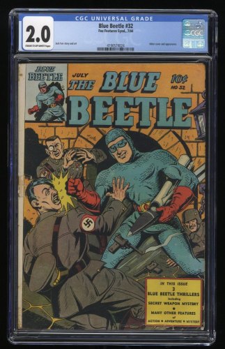 Blue Beetle #32 CGC GD 2.0 Hitler Cover and Appearance!  Jack Farr Cover Art!