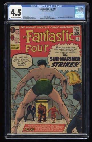 Cover Scan: Fantastic Four #14 CGC VG+ 4.5 Sub-Mariner Appearance! Ben Grimm! - Item ID #256714