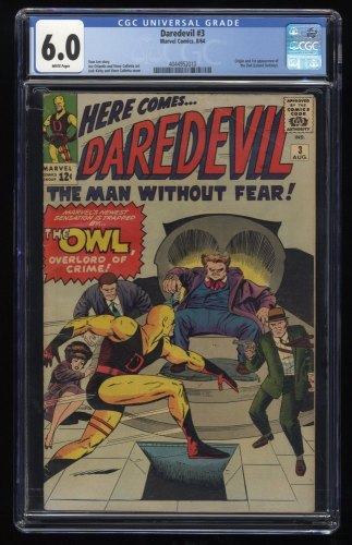 Daredevil #3 CGC FN 6.0 White Pages 1st Appearance and Origin of the Owl!