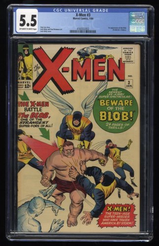 X-Men #3 CGC FN- 5.5 Off White to White 1st Appearance Blob! Cyclops! Angel!