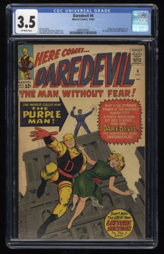 Daredevil #4 CGC VG- 3.5 Off White 1st Appearance Killgrave, the Purple Man!
