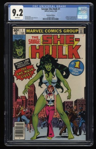 Savage She-Hulk #1 CGC NM- 9.2 Newsstand Variant Origin and 1st Appearance!