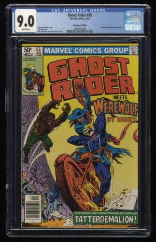 Cover Scan: Ghost Rider #55 CGC VF/NM 9.0 White Pages Newsstand Variant - Item ID #260911