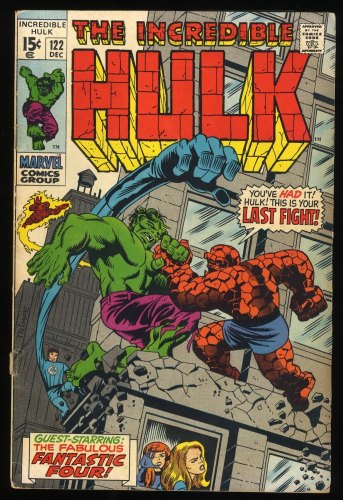Incredible Hulk #122 VG+ 4.5 Hulk Thing Battle! Fantastic Four!