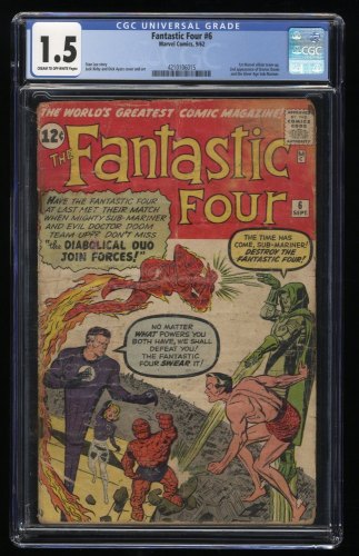 Cover Scan: Fantastic Four #6 CGC FA/GD 1.5 2nd Appearance Doctor Doom Kirby Art! - Item ID #265169