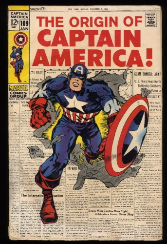Cover Scan: Captain America #109 VG 4.0 Classic Jack  Kirby Cover! - Item ID #267098