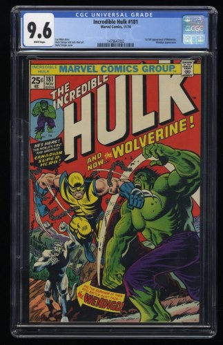 Cover Scan: Incredible Hulk #181 CGC NM+ 9.6 White Pages 1st Appearance Wolverine! - Item ID #267513