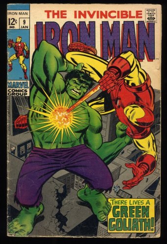 Cover Scan: Iron Man #9 VG 4.0 Incredible Hulk Appearance! Mandarin! 1969! - Item ID #267574