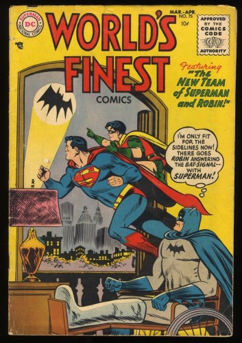 Cover Scan: World's Finest Comics #75 VG+ 4.5 1st Code Approved Issue!  Bill Fingers! - Item ID #267842