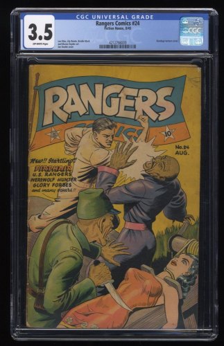 Cover Scan: Rangers Comics #24 CGC VG- 3.5 Off White Bondage Torture Cover! - Item ID #270171