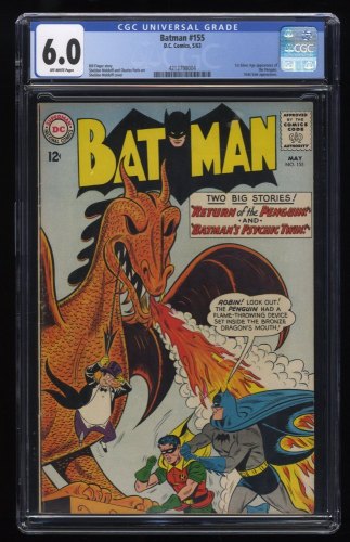 Cover Scan: Batman #155 CGC FN 6.0 Off White 1st Appearance Silver Age Penguin! - Item ID #270177